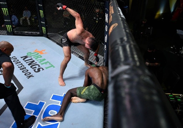 LAS VEGAS, NV - AUGUST 01:  in their middleweight bout during the UFC Fight Night event at UFC APEX on August 1, 2020 in Las Vegas, Nevada. (Photo by Chris Unger/Zuffa LLC via Getty Images)-Not Released (NR)