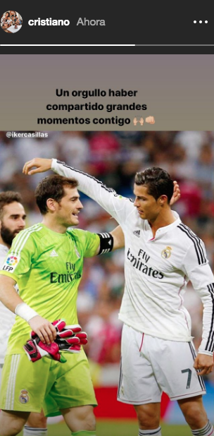 Mensaje de CR7 a Iker Casillas por su retiro