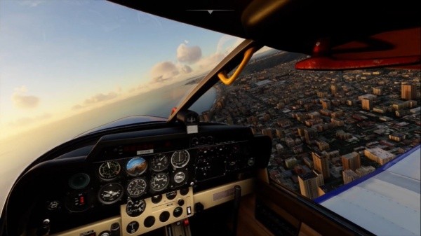 Así se ve Viña del Mar al interior del avión en Microsoft Flight Simulator.