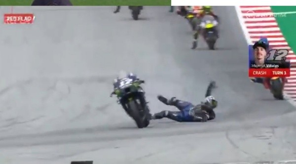 El español de Yamaha se quedó sin frenos y saltó de su máquina a más de 200 kilómetros por hora.