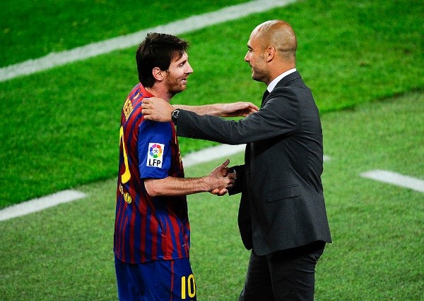 Pep Guardiola sería el principal factor para que Lionel Messi piense en fichar por el Manchester City. Foto: Getty Images