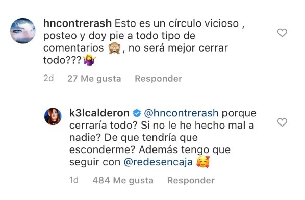 La respuesta de Kel Calderón a un usuario crítico.