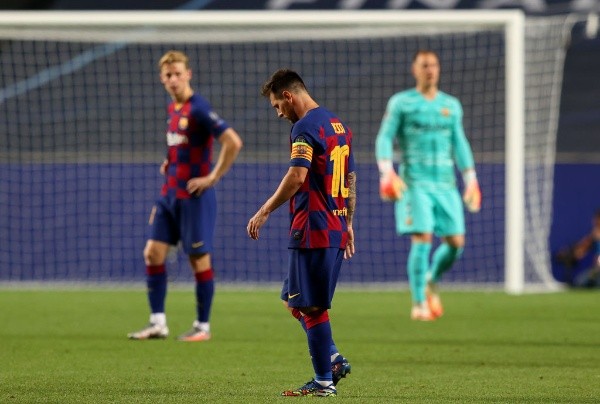 Lionel Messi ya avisó que no quiere seguir en el Barcelona, pero el club sigue usando su imagen. Foto: Getty Images