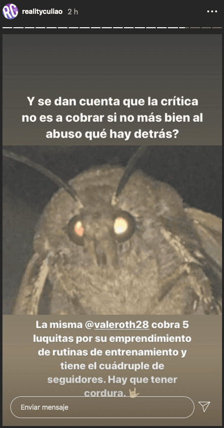 La polilla que@realitycul*** le dedicó a Gianella Marengo.