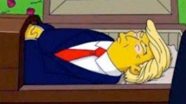 Esta imagen de Donald Trump en un ataud anda circulando en redes sociales.