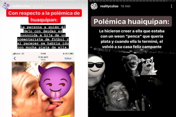 Evidencia que recibió la cuenta de Instagram