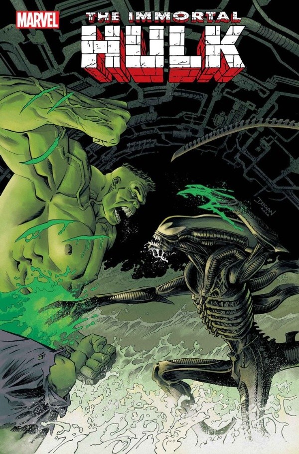 Immortal Hulk #43 — Marvel vs. Alien por Declan Shalvey