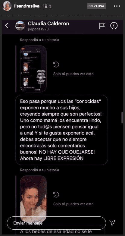 El acoso que recibe Lisandra Silva de parte de una usuaria en Instagram.(4)