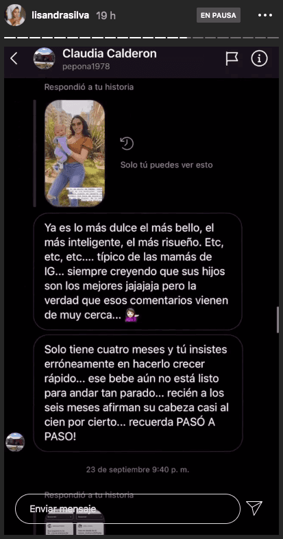 El acoso que recibe Lisandra Silva de parte de una usuaria en Instagram.(6)