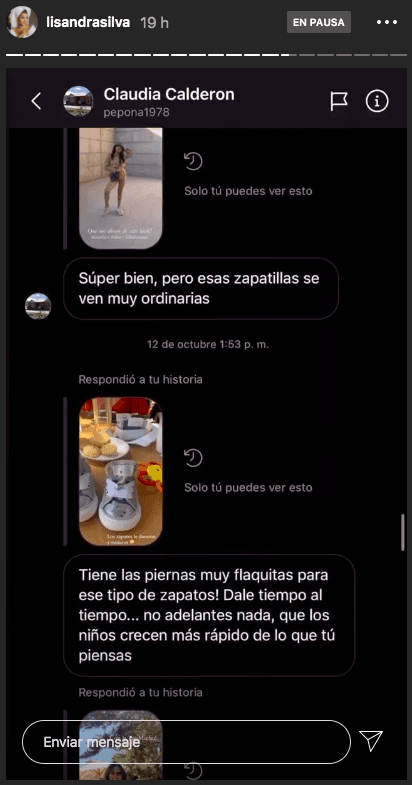 El acoso que recibe Lisandra Silva de parte de una usuaria en Instagram.(8)