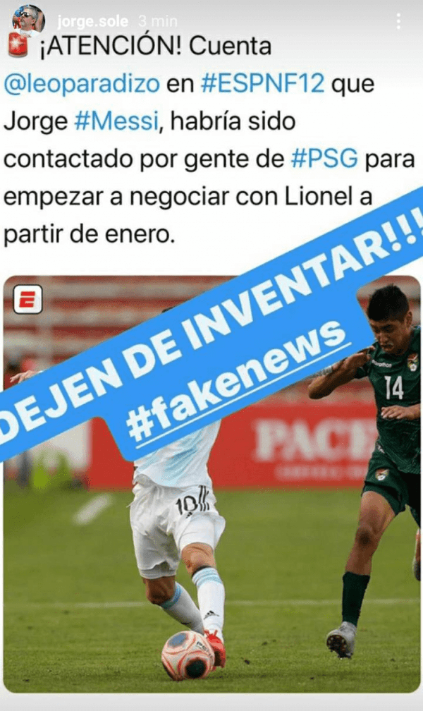 Posteo de Jorge Messi