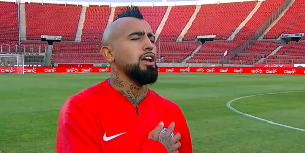 El Himno de Chile contra Perú por clasificatorias a Qatar 2022.