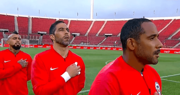 El Himno de Chile contra Perú por clasificatorias a Qatar 2022.