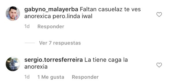 Los comentarios que recibio Mariana DiGirólamo en su Instagram.(3)