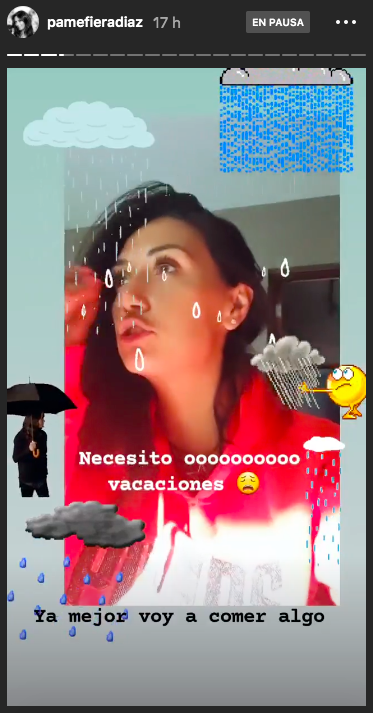 Pamela Díaz lamentando la falta de sol en sus vacaciones y que Jean Philippe Cretton no haya revisado el tiempo antes de viajar al Caribe.