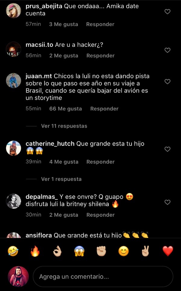 Los comentarios de seguidores de Nicole Luli Moreno en Instagram.(2)