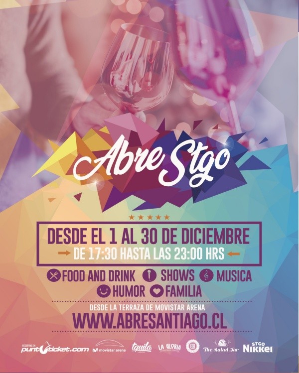 El afiche promocional de “Abre Santiago”, la iniciativa que volverá a tener público presencial para los shows en vivo.