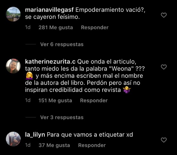 Algunas de las seguidoras de Carmen Tuitera que llegaron a comentar en el Instagram de la Revista Paula.(4)