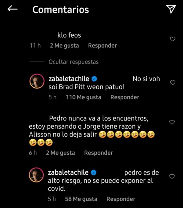 La respuesta de Jorge Zabaleta a sus seguidores en Instagram.