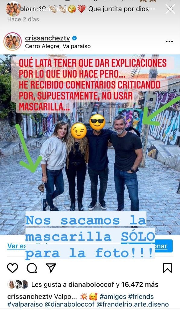 La reacción de Cristián Sánchez ante las críticas por foto en la que aparece sin mascarilla.(1)