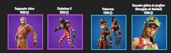 Tienda de Fortnite con skin navideños