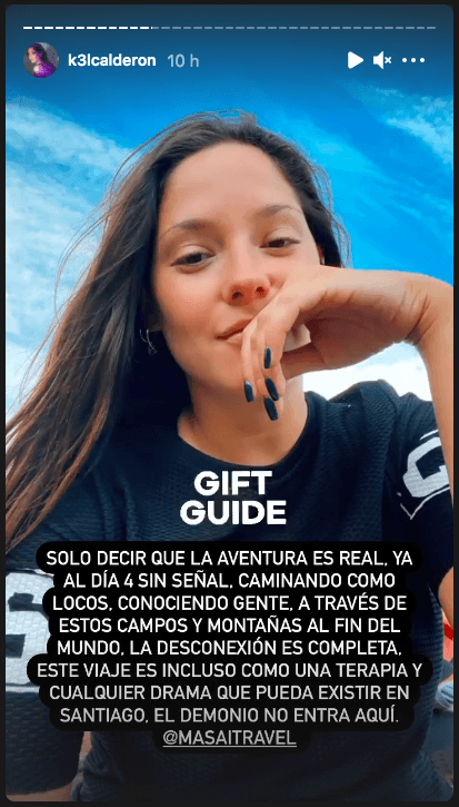 Kel Calderón en el viaje al que fue invitada por Claudio Iturra, por las Torres del Paine.(2)