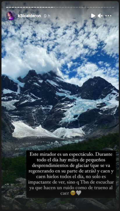 Kel Calderón en el viaje al que fue invitada por Claudio Iturra, por las Torres del Paine.(9)