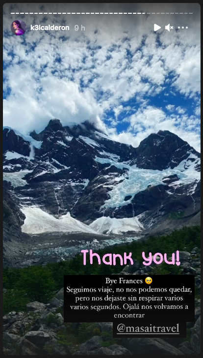 Kel Calderón en el viaje al que fue invitada por Claudio Iturra, por las Torres del Paine.(12)