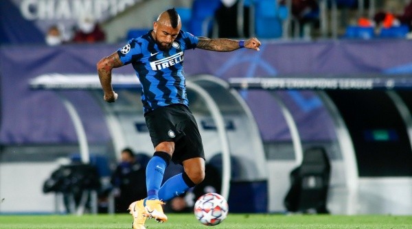 Arturo Vidal of Inter in action during the UEFA Champions League, Group B, football match played between Real Madrid and FC Internazionale Milano at Alfredo Di Stefano stadium on November 03, 2020, in Valdebebas, Madrid, Spain.-Not Released (NR)