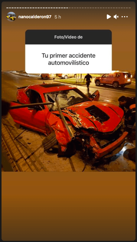 El accidente que sufrió Nano Calderón poco después.