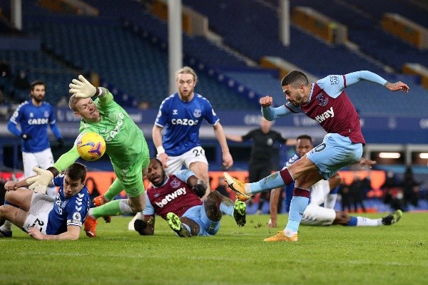 West Ham trabajó duro para llevarse el agónico triunfo ante el Everton. Foto: Getty Images