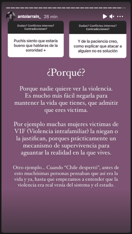 Las nuevas reacciones de Antonia Larraín por la polémica de Daniela Castro en Instagram.(5)