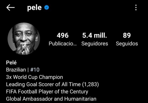 Pelé ratificó en la biografía de Instagram su récord como goleador