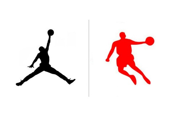 A la izquierda, el &quot;Jumpman&quot; de Jordan con Nike. A la izquierda la imitación de Qiodan.