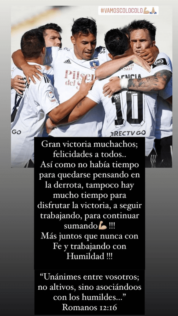 El mensaje de Matías Fernández al plantel tras el triunfo de Colo Colo ante Everton.