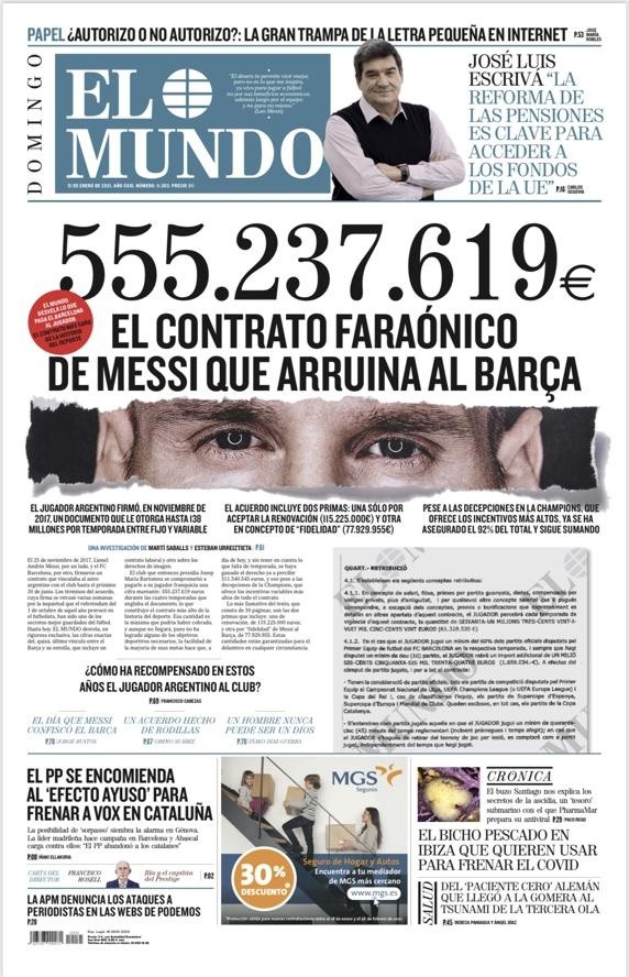 La portada de El Mundo de España