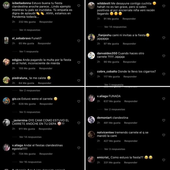 Los usuarios llenaron de comentarios a Cami en su Instagram.