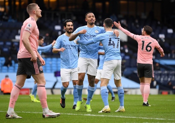 El triunfo por la mínima frente al Sheffield este fin de semana fue la octava consecutiva en Premier League. La aplanadora de Pep está de vuelta. (Foto: Getty)