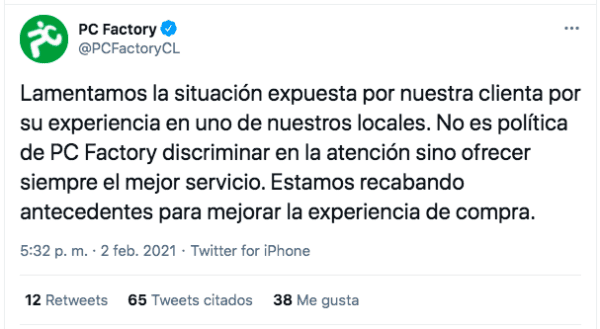 La respuesta de PC Factory ante las cientos de críticas que se desataron en redes sociales por la denuncia de sexismo de @oh.margot.