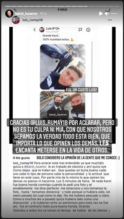 La historia de Karol Lucero con la publicación de Luis.