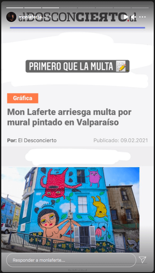 La &quot;telenovela&quot; de irónico relato que compartió Mon Laferte en su Instagram, por la polémica que generó su mural en Valparaíso.(2)