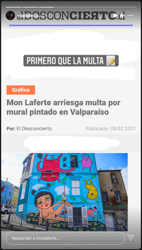 La “telenovela” de irónico relato que compartió Mon Laferte en su Instagram, por la polémica que generó su mural en Valparaíso.(2)