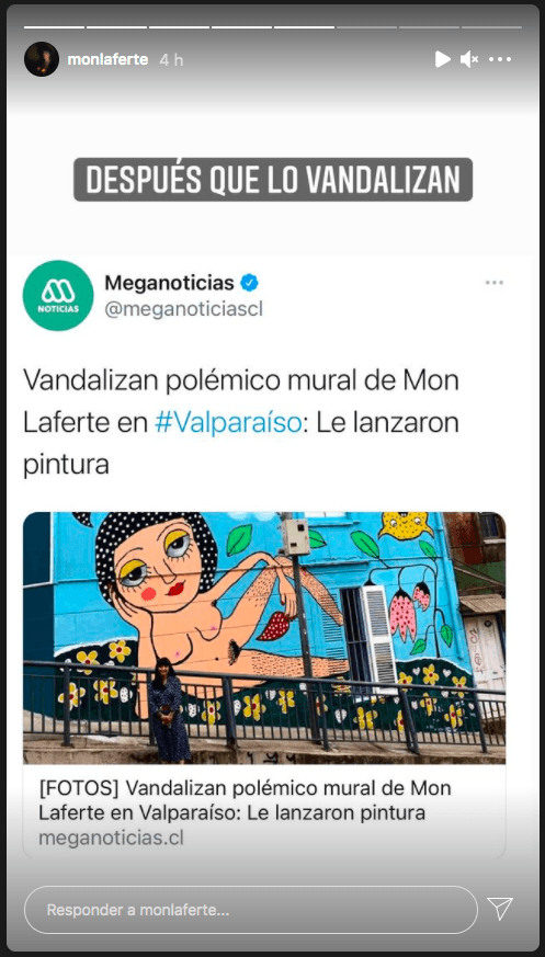 La “telenovela” de irónico relato que compartió Mon Laferte en su Instagram, por la polémica que generó su mural en Valparaíso.(4)