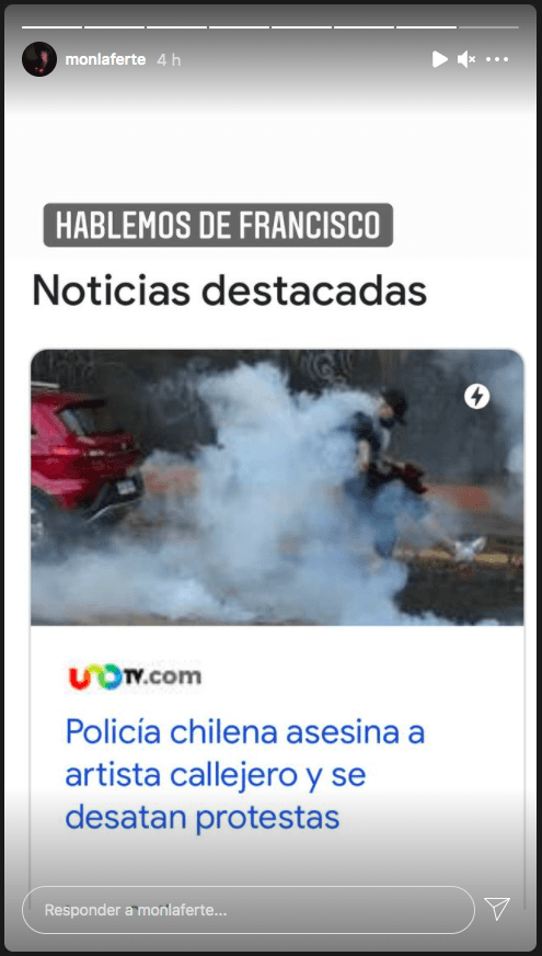 La “telenovela” de irónico relato que compartió Mon Laferte en su Instagram, por la polémica que generó su mural en Valparaíso.(6)