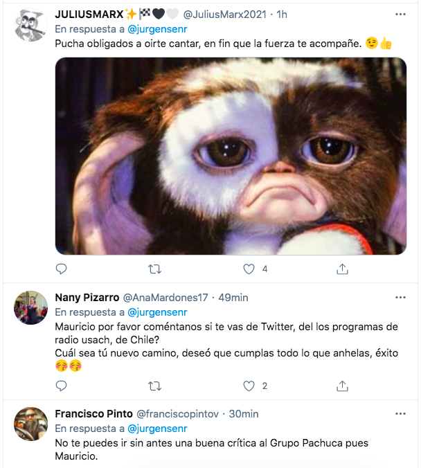 Las reacciones al cierre de la cuenta de Mauricio Jürgensen en Twitter.(11)