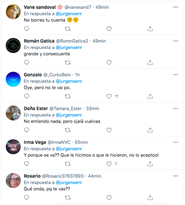 Las reacciones al cierre de la cuenta de Mauricio Jürgensen en Twitter.(2)