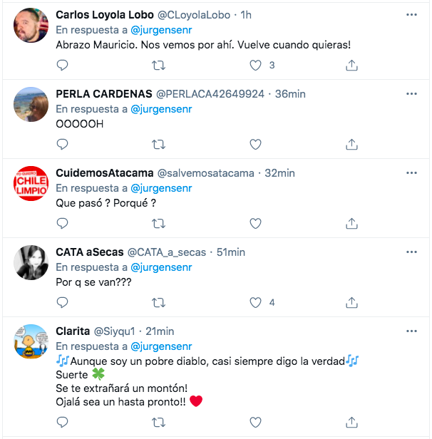 Las reacciones al cierre de la cuenta de Mauricio Jürgensen en Twitter.(5)