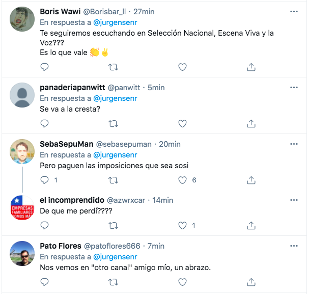 Las reacciones al cierre de la cuenta de Mauricio Jürgensen en Twitter.(4)