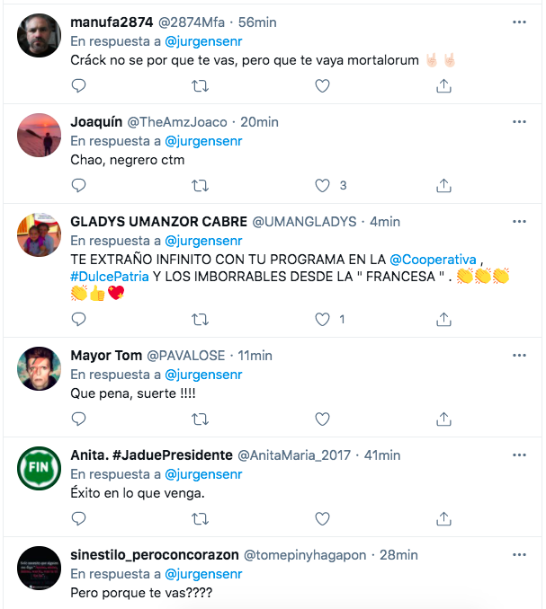 Las reacciones al cierre de la cuenta de Mauricio Jürgensen en Twitter.(9)