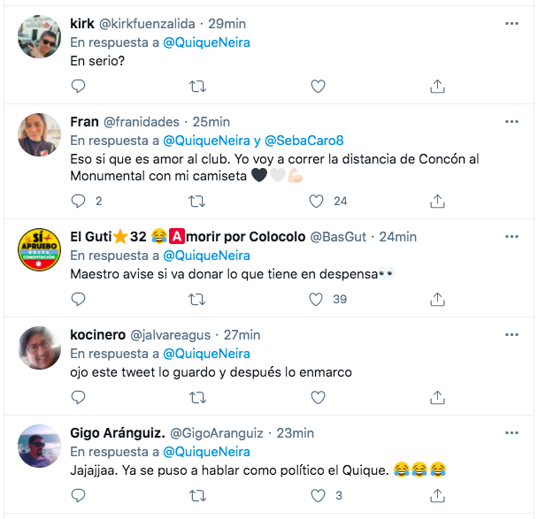 Las reacciones que detonó la apuesta de Quique Neira sobre el futuro de Colo Colo.(5)